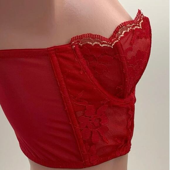 Victoria's Secret Dream Angels Long Line Strapless Corset Lace Bra Red 32DD - Picture 4 of 7